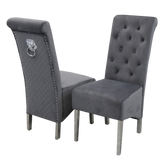 Set of 2 Dark Grey Velvet Emma Dining chairs