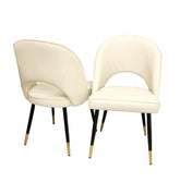 Set of 2 Astra Cream Leather Dining Chairs
