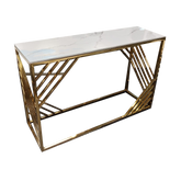Azure Gold Console Table with Polar White Sintered Top