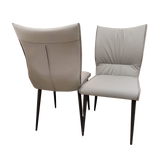Set of 2 Grey Flora Leather Dining chairs