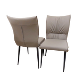 Set of 2 Khaki Flora Leather Dining chairs