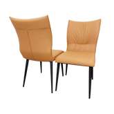 Set of 2 Tan Flora Leather Dining Chairs