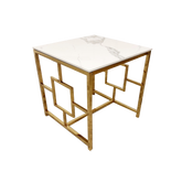 Geo Gold Lamp Table with Polar White Sintered Top