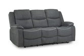 Harald Electric Grey Fabric 3 seater Recliner Sofa