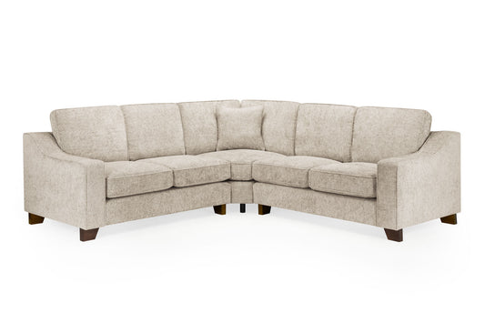 Nebraska large corner sofa with beige woven upholstery and padded back cushions