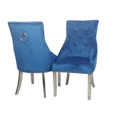 Set of 2 Blue Velvet Duke Dining chairs