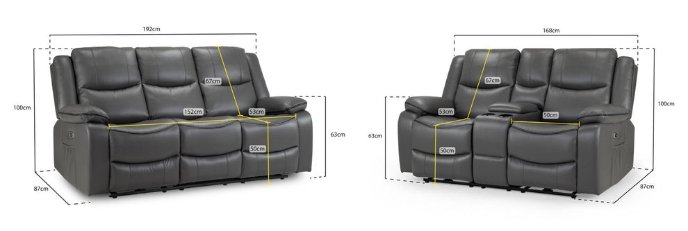 Harald Recliner Grey Leather 3+2