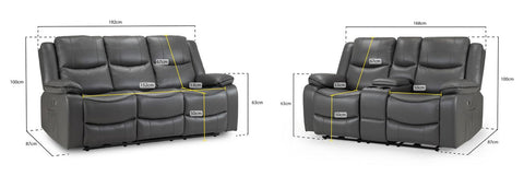 Harald Recliner Grey Leather 3+2