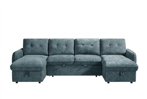 Moscow Fullback U Shape Sofa Bed Blue