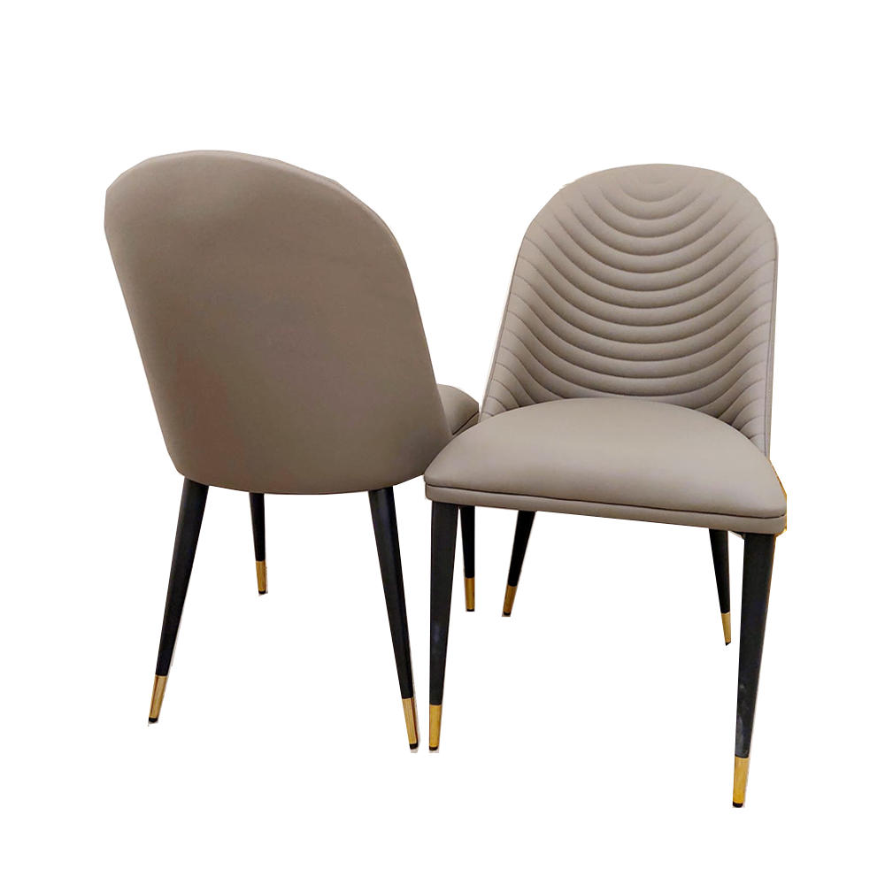 Set of 2  Khaki Alba Leather Dining Chairs