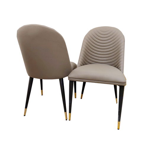 Set of 2  Khaki Alba Leather Dining Chairs