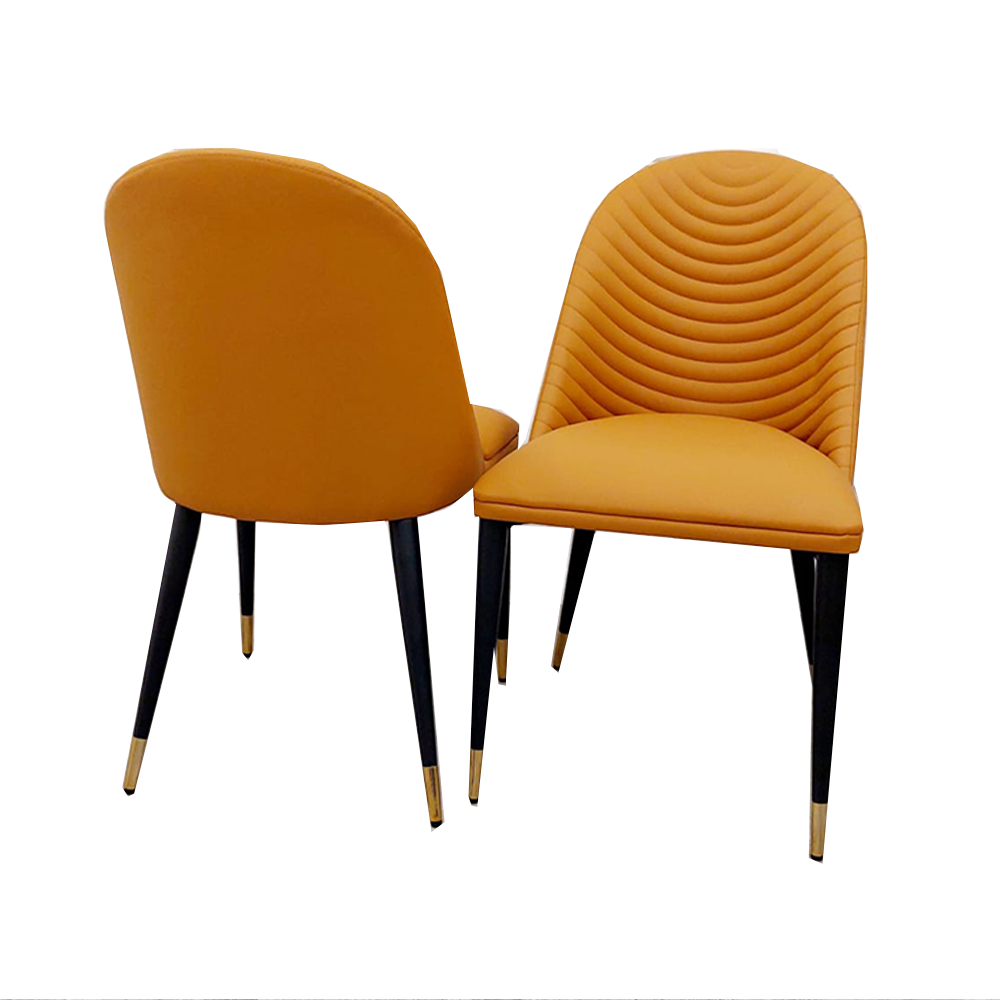 Set of 2 Tan Alba Leather Dining Chairs