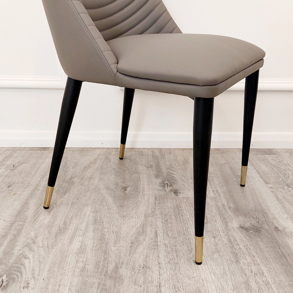 Set of 2  Khaki Alba Leather Dining Chairs