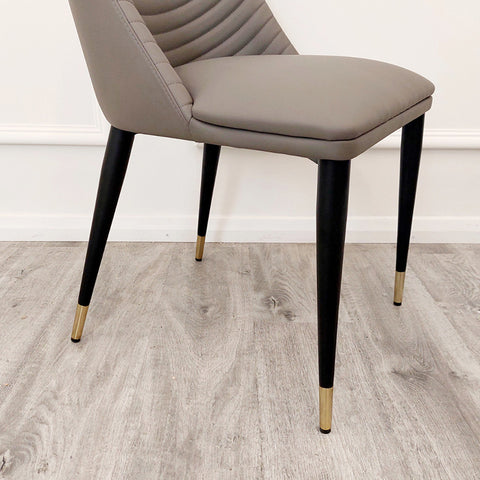 Set of 2  Khaki Alba Leather Dining Chairs