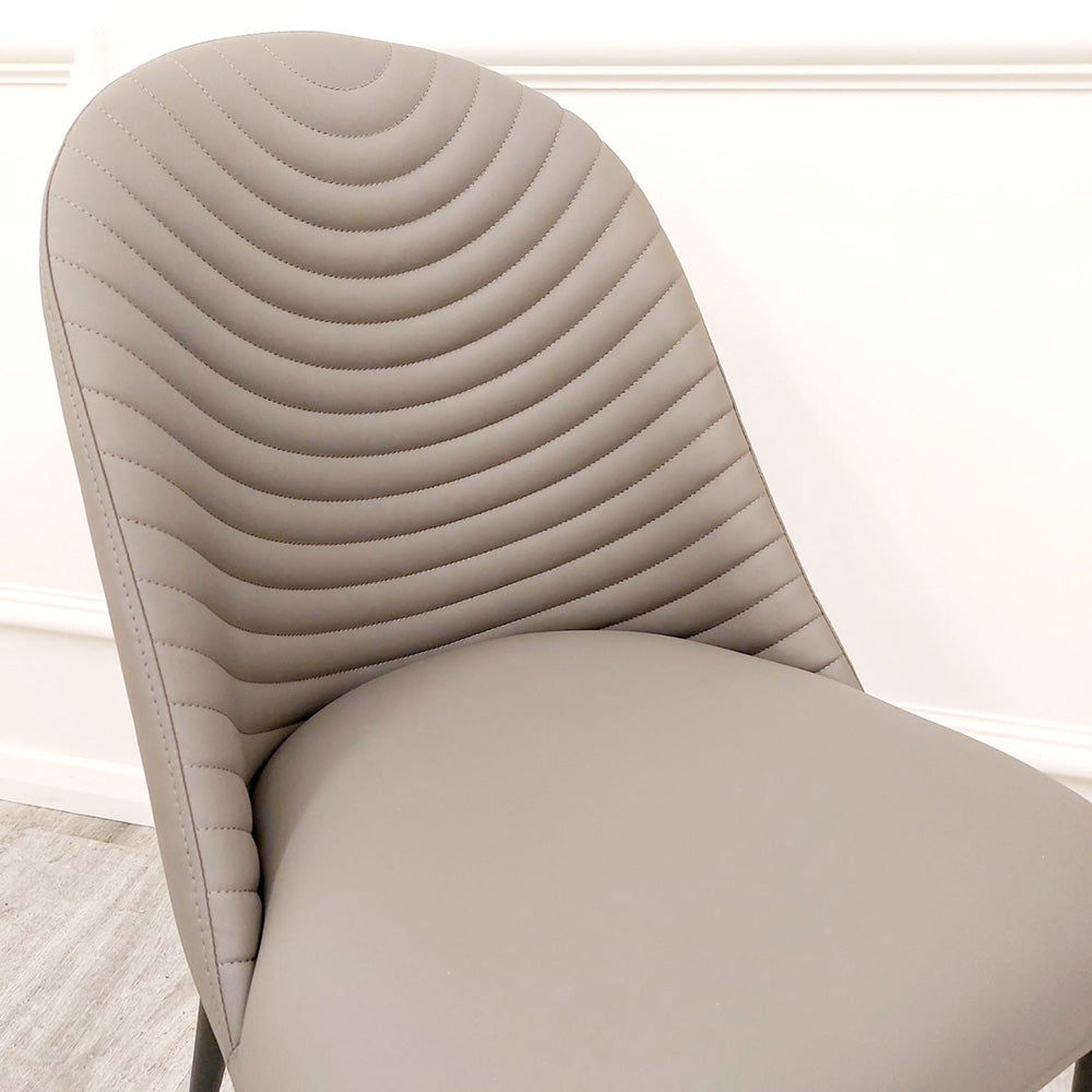 Set of 2  Khaki Alba Leather Dining Chairs