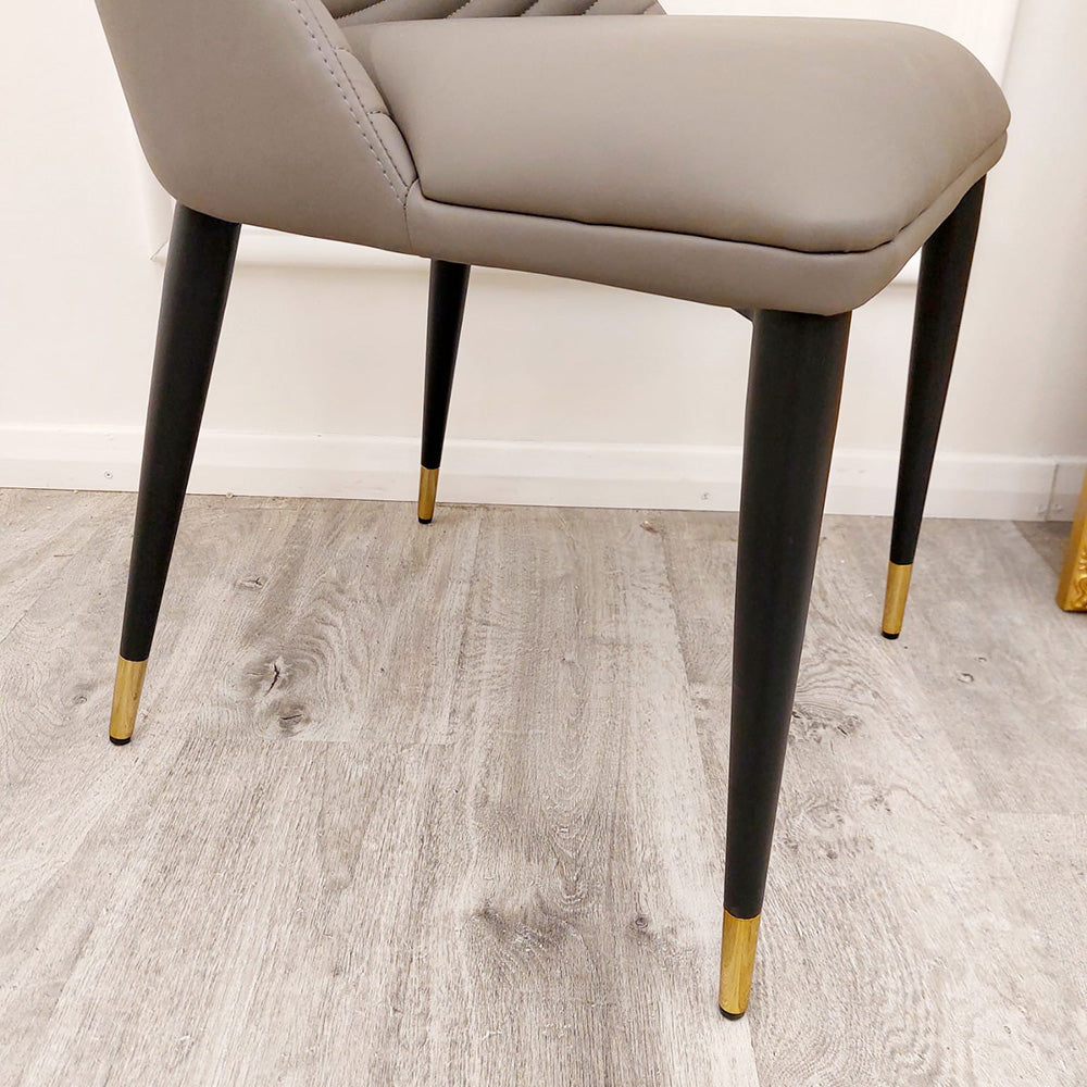 Set of 2  Khaki Alba Leather Dining Chairs