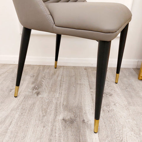 Set of 2  Khaki Alba Leather Dining Chairs