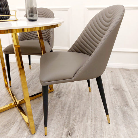 Set of 2  Khaki Alba Leather Dining Chairs