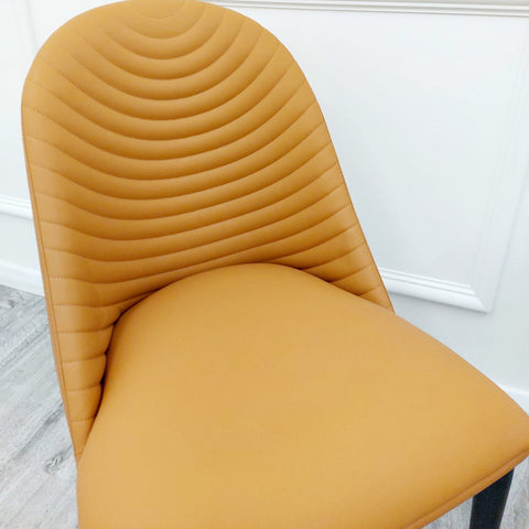 Set of 2 Tan Alba Leather Dining Chairs