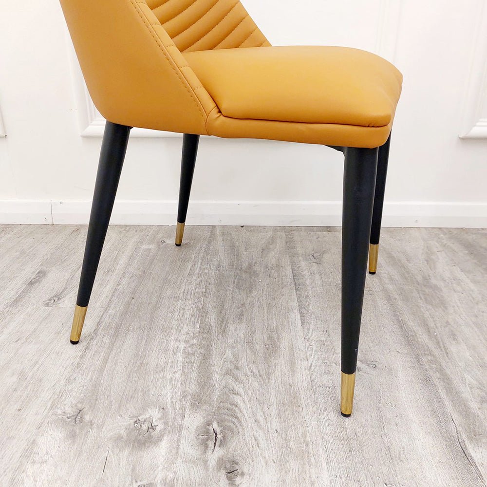 Set of 2 Tan Alba Leather Dining Chairs