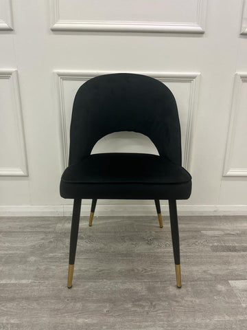 Set of 2 Astra Black Velvet Dining Chairs