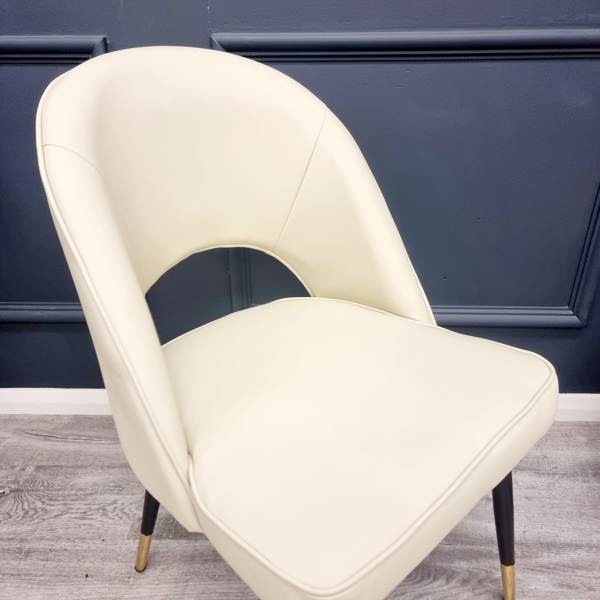 Set of 2 Astra Cream Leather Dining Chairs