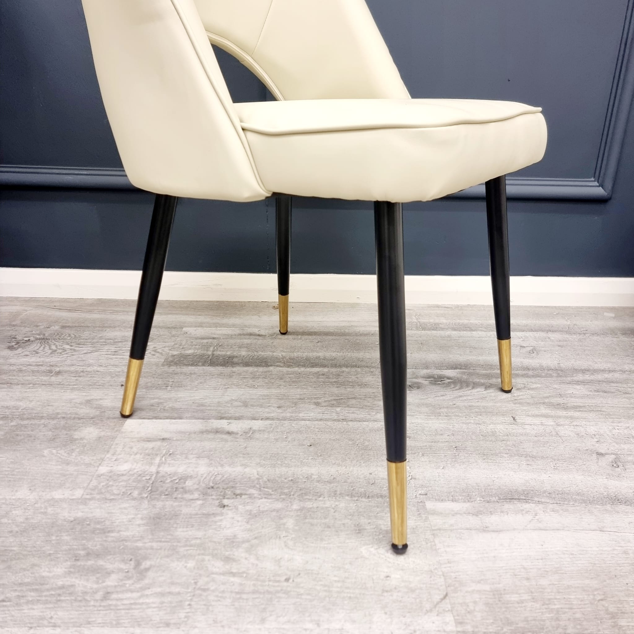 Set of 2 Astra Cream Leather Dining Chairs