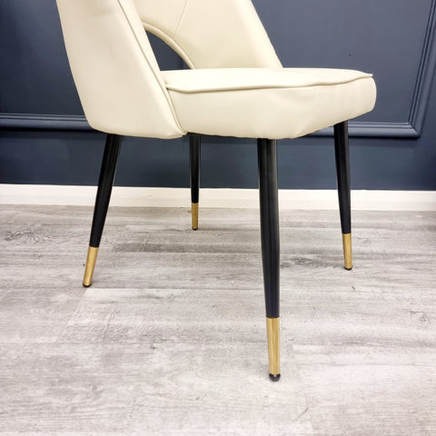 Set of 2 Astra Cream Leather Dining Chairs