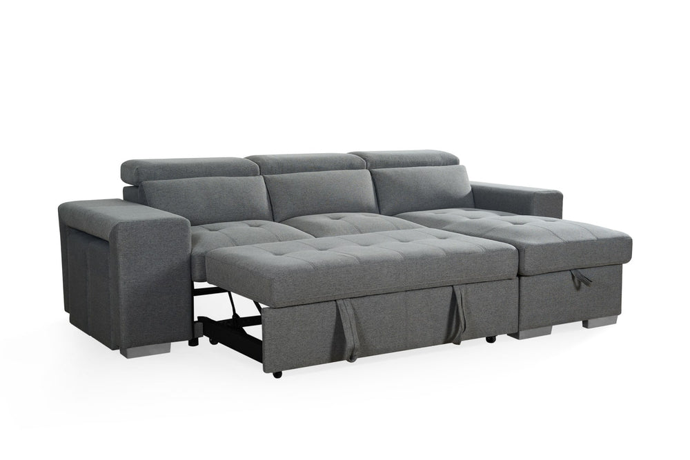 Artemis Universal gray sofa bed extended into a bed