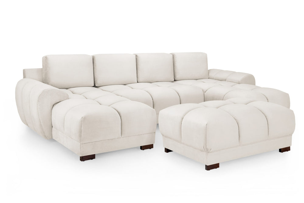 Azzuro cream U-shaped sofa with a separate matching ottoman