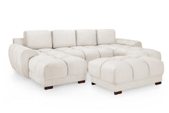 Azzuro cream U-shaped sofa with a separate matching ottoman