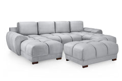 Azzuro gray sectional sofa with a detached matching tufted ottoman