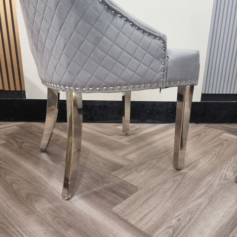 Set of 2 Light Grey Bentley Chrome Dining Chairs