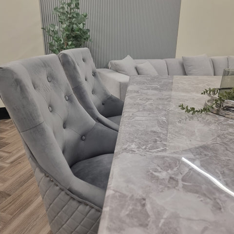 Set of 2 Light Grey Bentley Chrome Dining Chairs