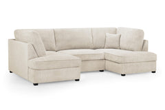 Carnaby U-shaped sofa with beige upholstery and full back, shown without the ottoman