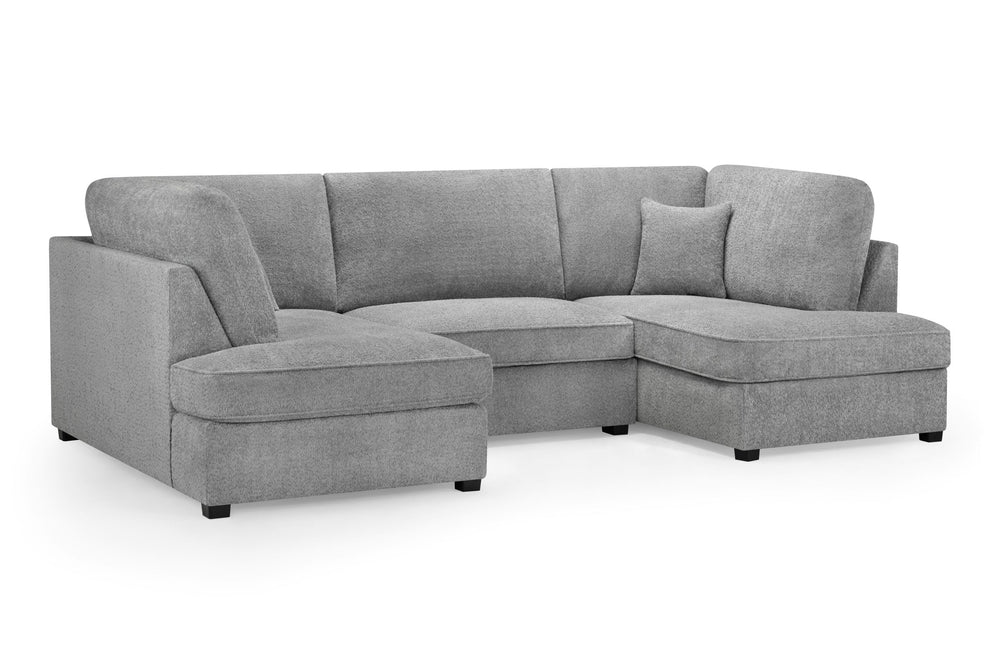 Gray U-shaped sectional sofa with extended chaise seating