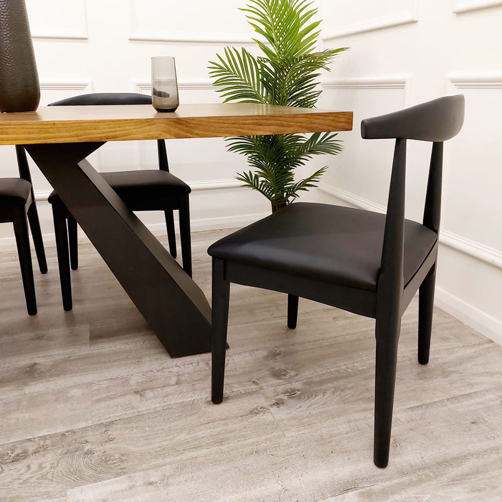 Axel 1.8 Dining Table With Set Of 4 Elsa Wooden Wishbone Chair with Matt Black Seat