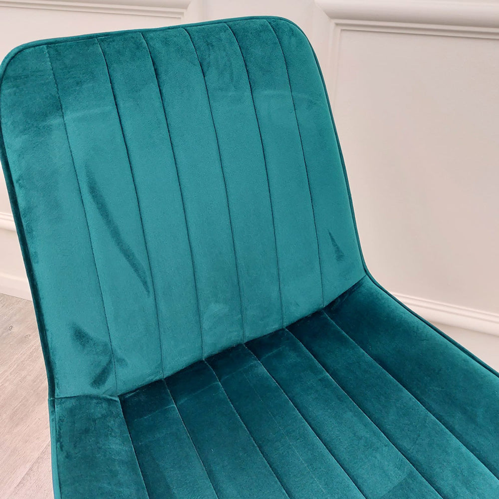 Set of 2 Dido Teal Velvet Dining Chairs