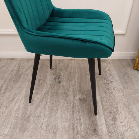 Set of 2 Dido Teal Velvet Dining Chairs