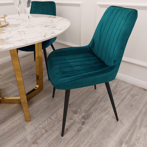 Set of 2 Dido Teal Velvet Dining Chairs