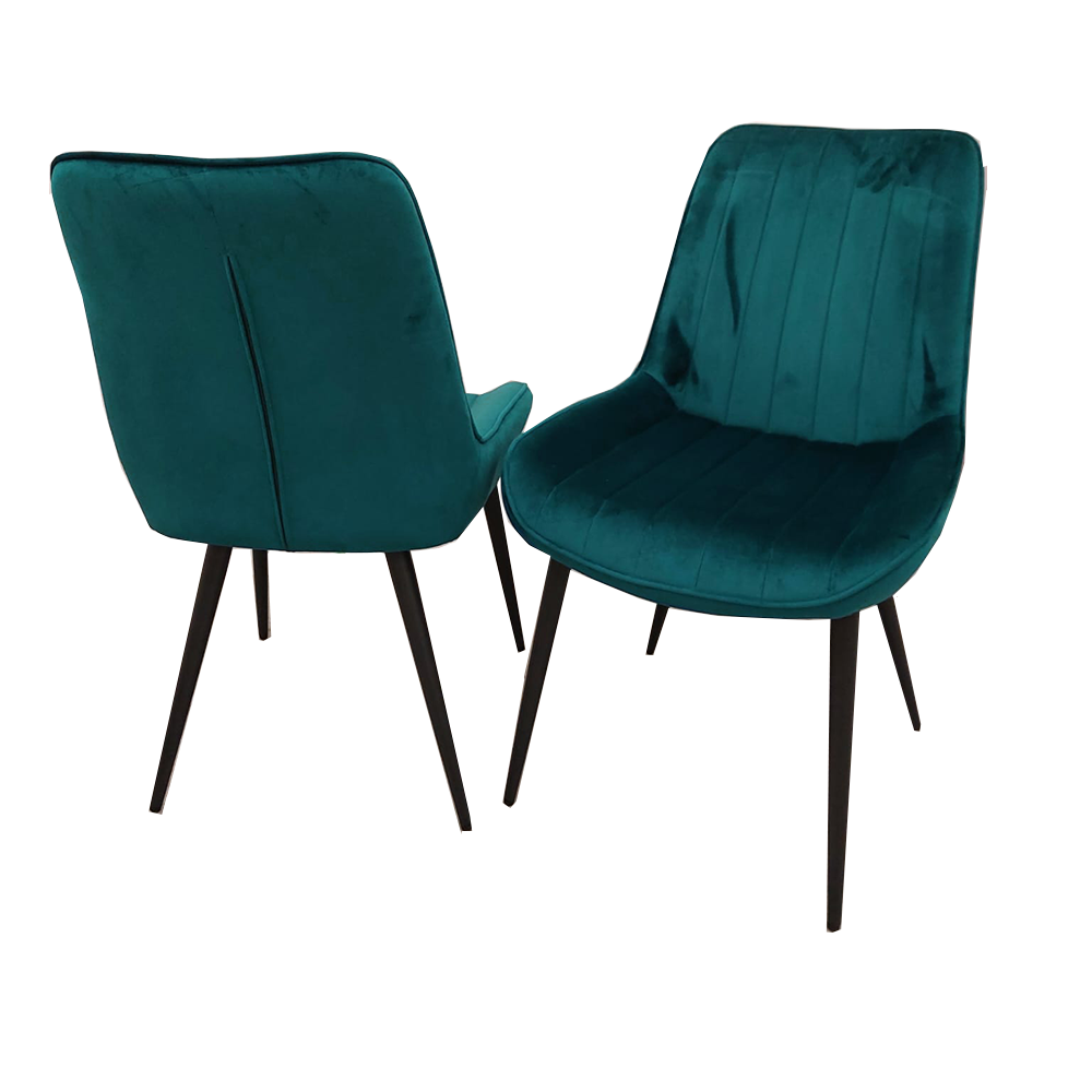 Set of 2 Dido Teal Velvet Dining Chairs