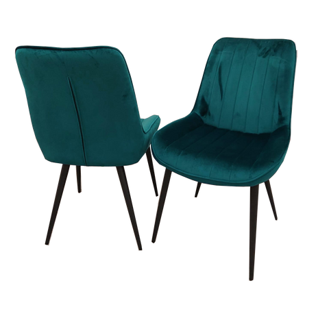 Set of 2 Dido Teal Velvet Dining Chairs