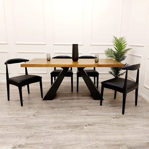Axel 1.8 Dining Table With Set Of 4 Elsa Wooden Wishbone Chair with Matt Black Seat