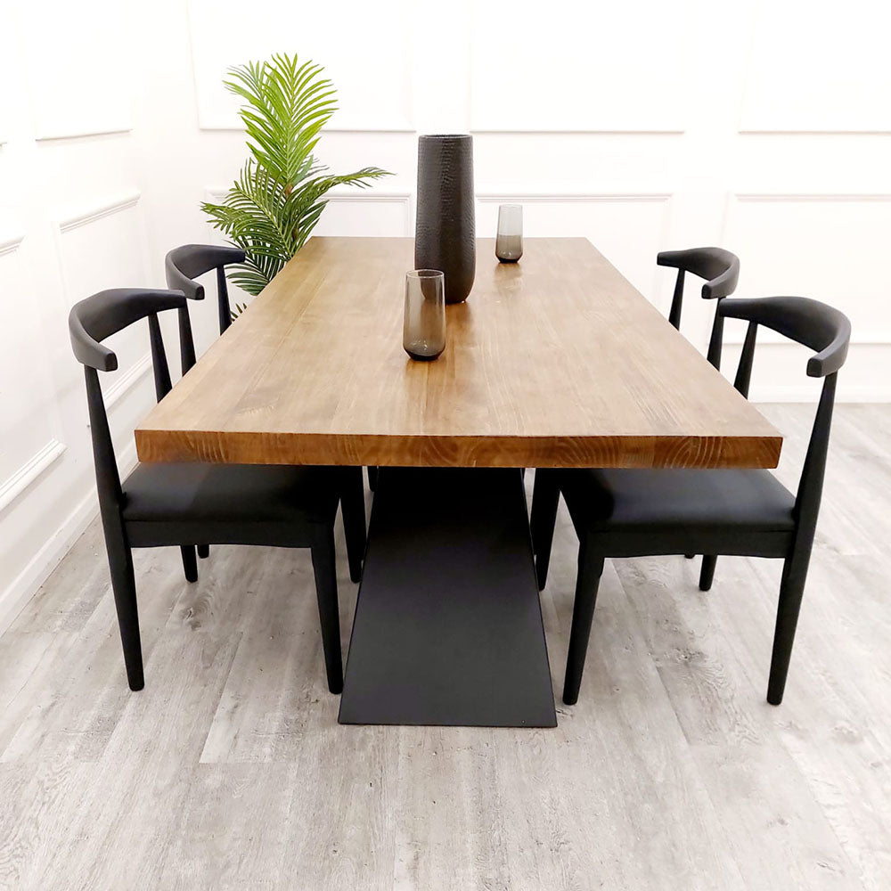 Axel 1.8 Dining Table With Set Of 4 Elsa Wooden Wishbone Chair with Matt Black Seat