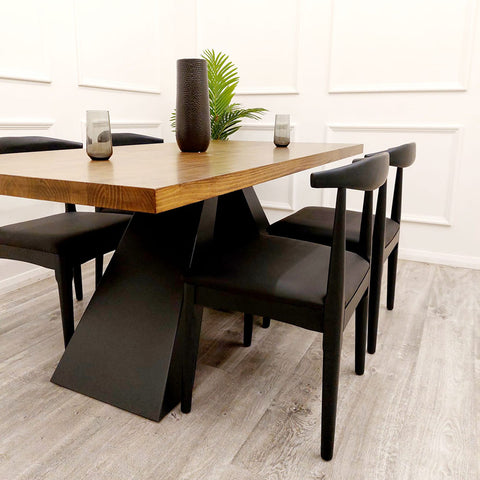 Axel 1.8 Dining Table With Set Of 4 Elsa Wooden Wishbone Chair with Matt Black Seat