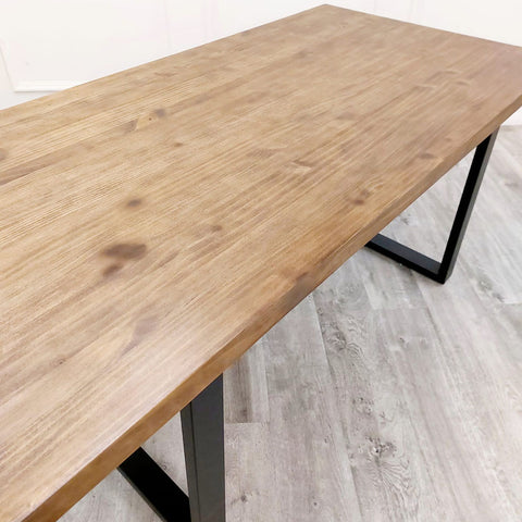 Freya 1.8 Dining Table Solid Light Pine wood with Matt Black Metal Legs