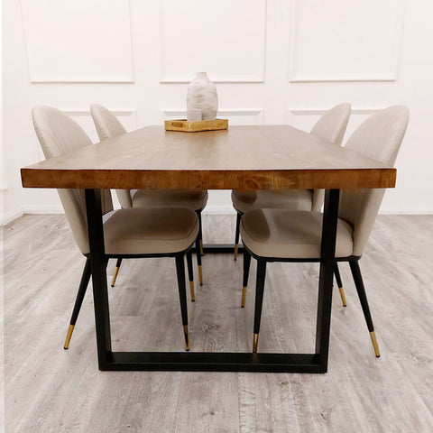 Freya 1.8 Dining Table Solid Light Pine wood with Matt Black Metal Legs
