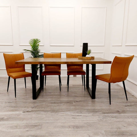 Freya 1.8 Dining Table Solid Light Pine wood with Matt Black Metal Legs