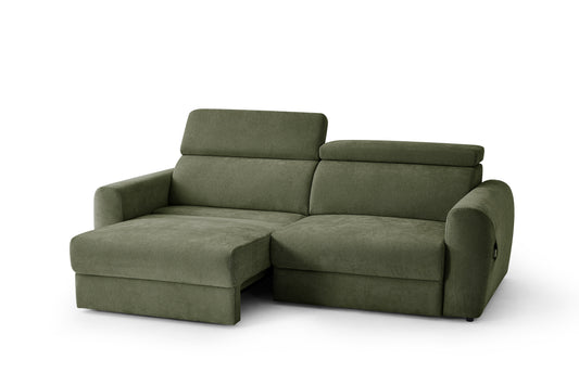 Dakota electric sofa bed with extended left chaise seat and adjustable headrests