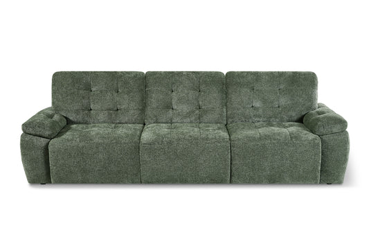 Dallas Electric 3-seater sofa bed viewed from the front, with three seats and tufted back cushions.